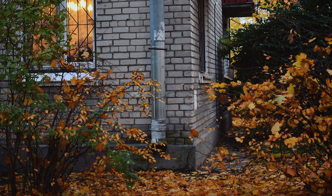 Herbstlauf vor Mehrfamilienhaus in Duisburg